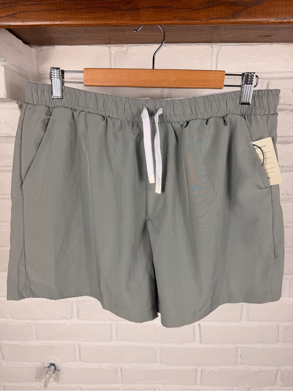 New Cadets Sage Green Lined Swim‎ Trunks Drawstring Casual Resort Shorts